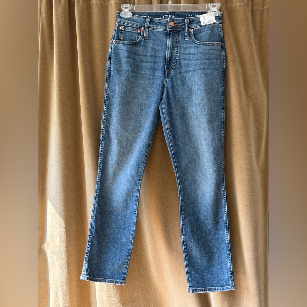 J.Crew Curvy Vintage Slim Straight Blue  Denim Jeans Sz 28 NWT